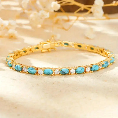 Natürliche Türkisarmband mit Goldakzenten