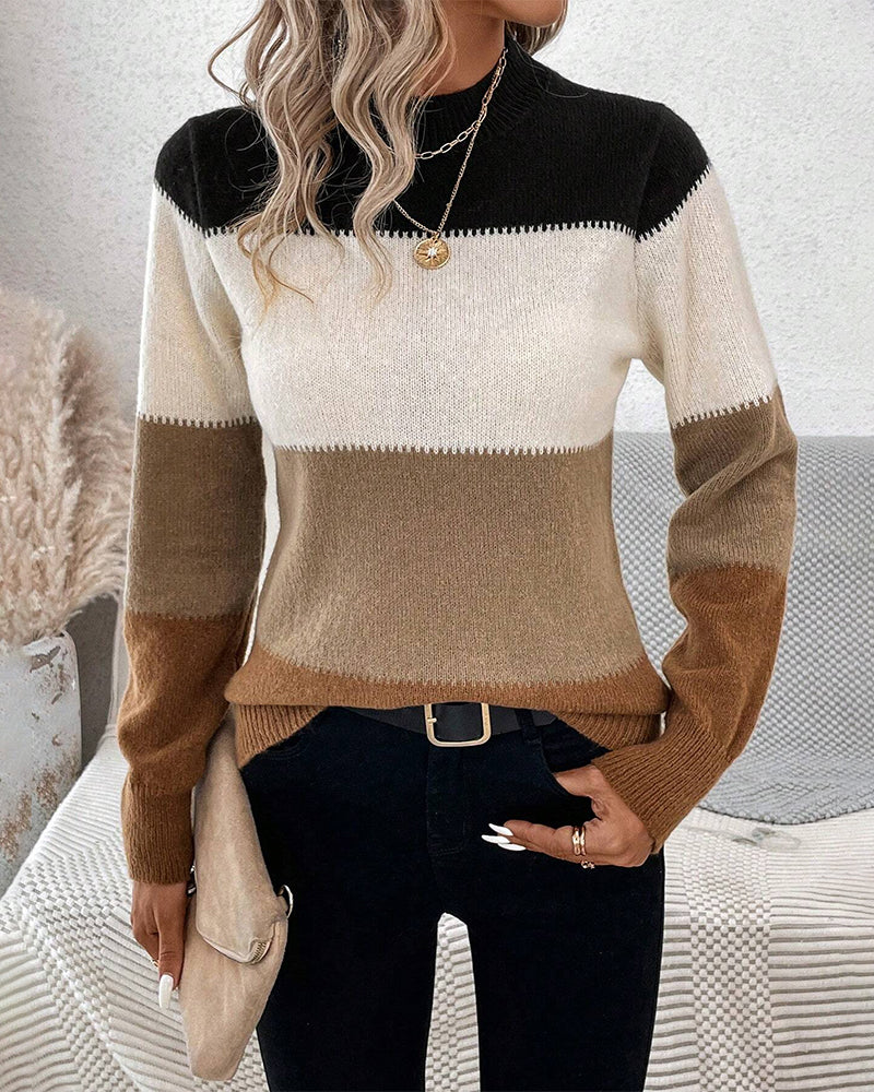 Bequemer Farbblock-Pullover für Damen