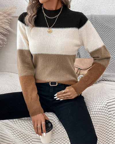 Bequemer Farbblock-Pullover für Damen