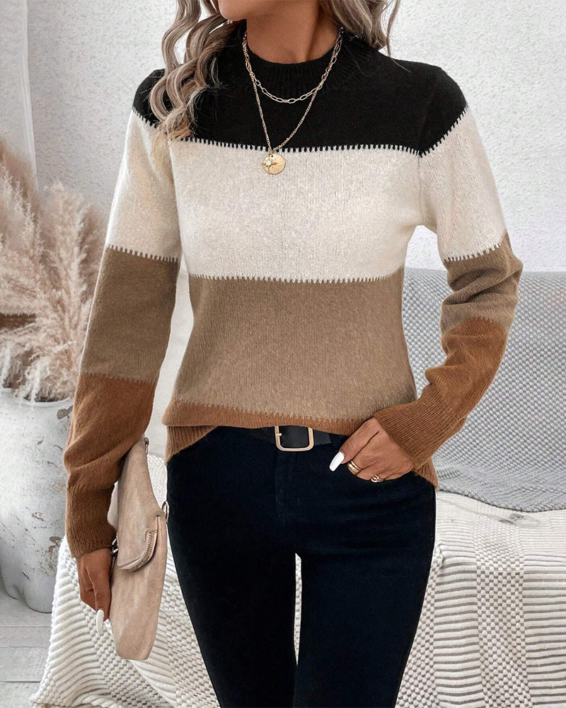 Bequemer Farbblock-Pullover für Damen
