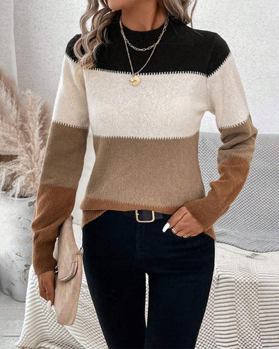 Bequemer Farbblock-Pullover für Damen