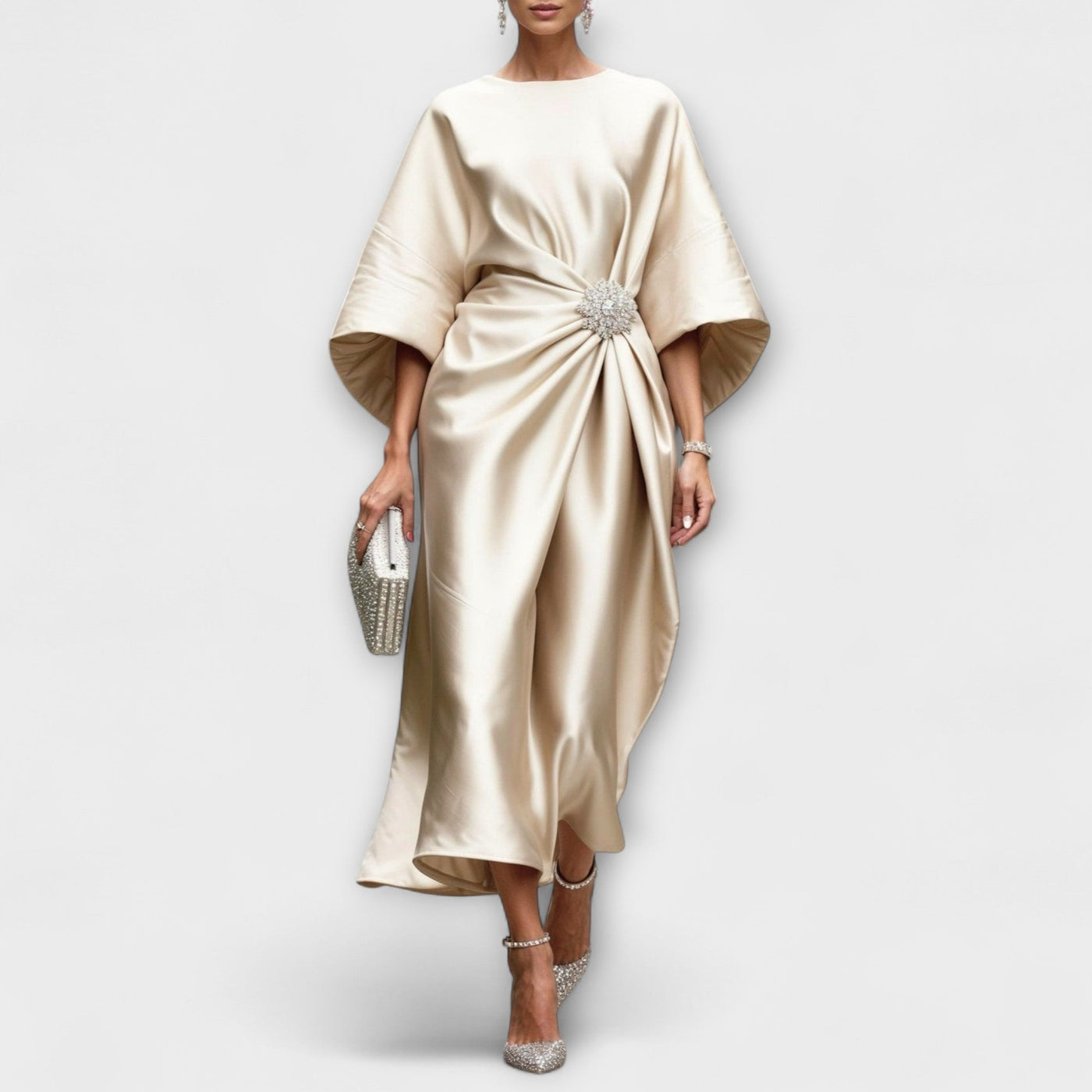 Elegant Shimmer Satin Maxi Dress