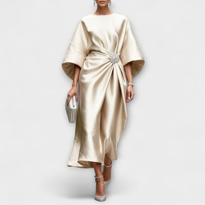 Elegant Shimmer Satin Maxi Dress