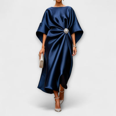 Elegant Shimmer Satin Maxi Dress