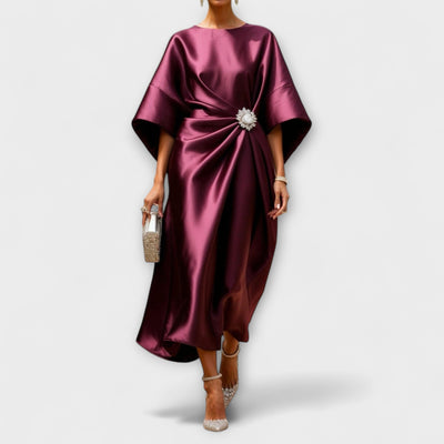 Elegant Shimmer Satin Maxi Dress
