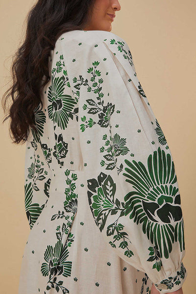 Elke | Bedrucktes langärmeliges Maxikleid