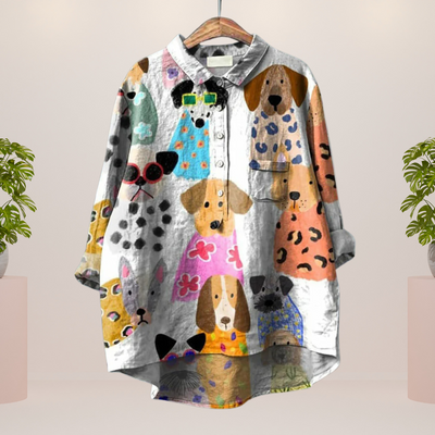 Bertina | Trendy Modisches Print Kunst Shirt