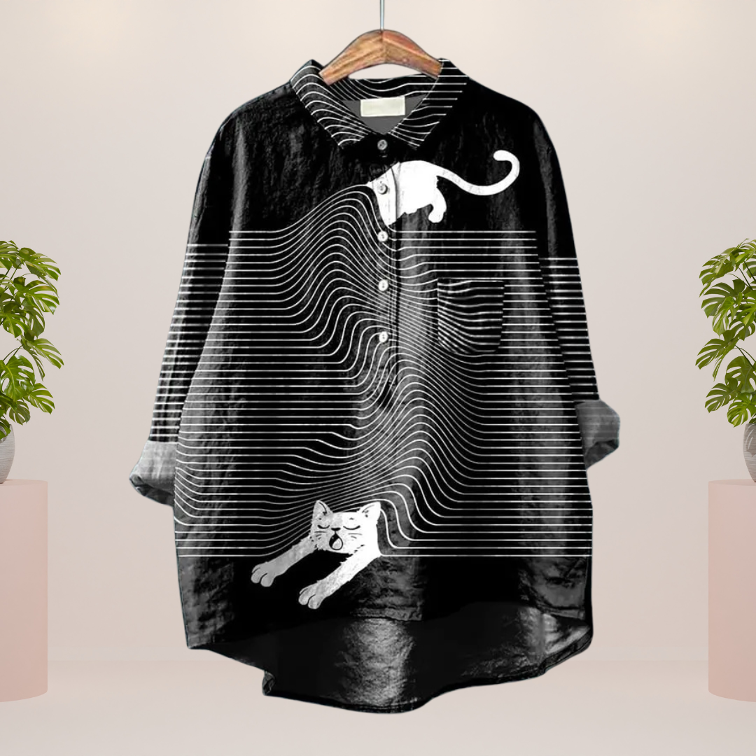 Bertina | Trendy Modisches Print Kunst Shirt