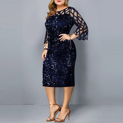 Azucena - Festliches Damenkleid mit Lotusblatthülse und Pailletten