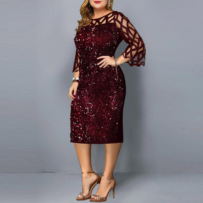 Azucena - Festliches Damenkleid mit Lotusblatthülse und Pailletten