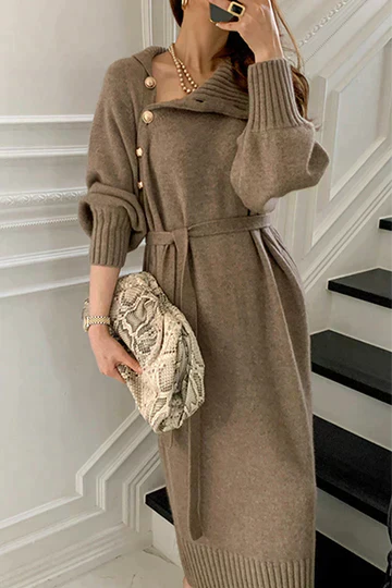 Asymmetrisches langärmeliges Kleid für Damen