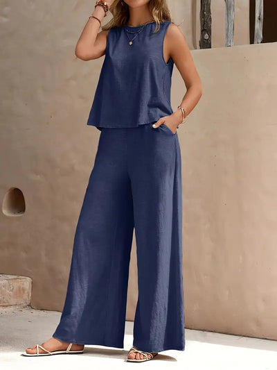 Armiela – Minimalistische, ärmellose Hose mit weitem Bein