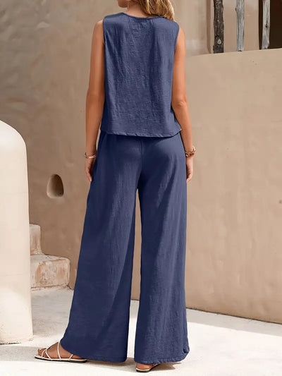 Armiela – Minimalistische, ärmellose Hose mit weitem Bein