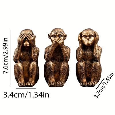 WiseChimp – 3-Teiliger Satz Dekorativer Affenskulpturen Aus Kunstharz
