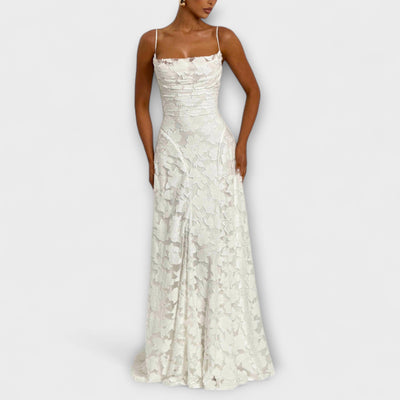 Kairi - Elegantes Maxikleid mit Blumenspitze und Spaghetti-Trägern