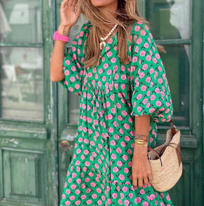 Bedrucktes Maxikleid mit Taillenbund – Aurelia