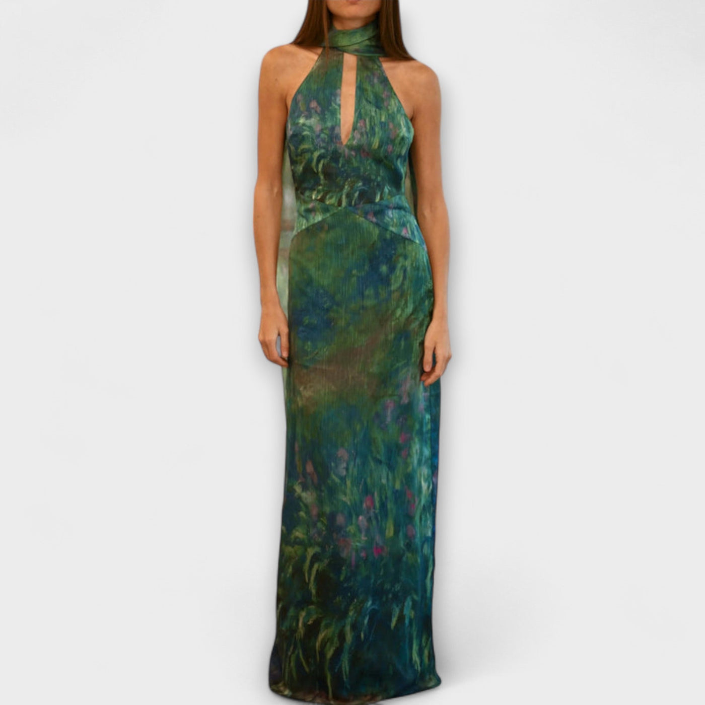 Maisie - Maxikleid mit Monet Iris Druck
