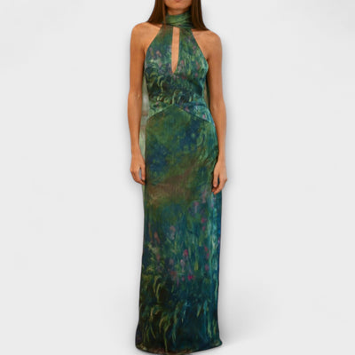 Maisie - Maxikleid mit Monet Iris Druck