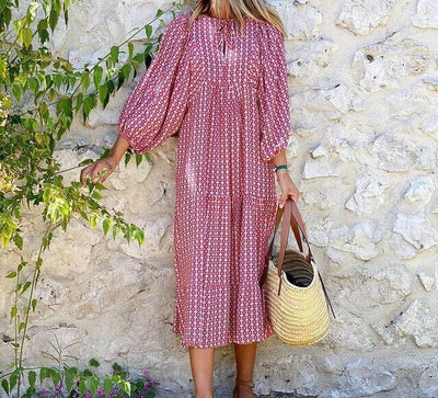Bedrucktes Maxikleid mit Taillenbund – Aurelia
