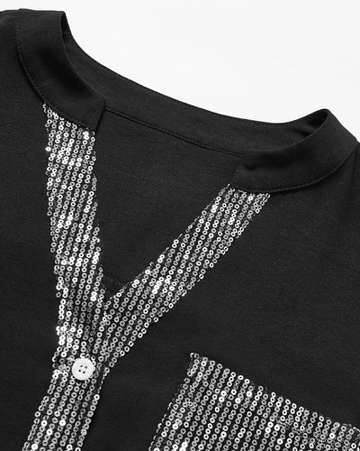 Ada | Legere Bluse mit Paillettenknöpfen
