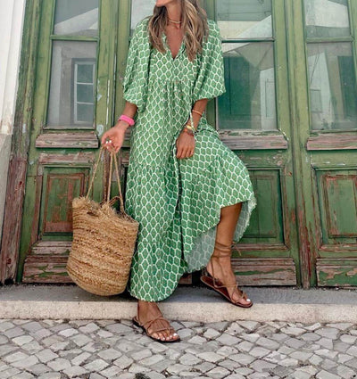 Bedrucktes Maxikleid mit Taillenbund – Aurelia