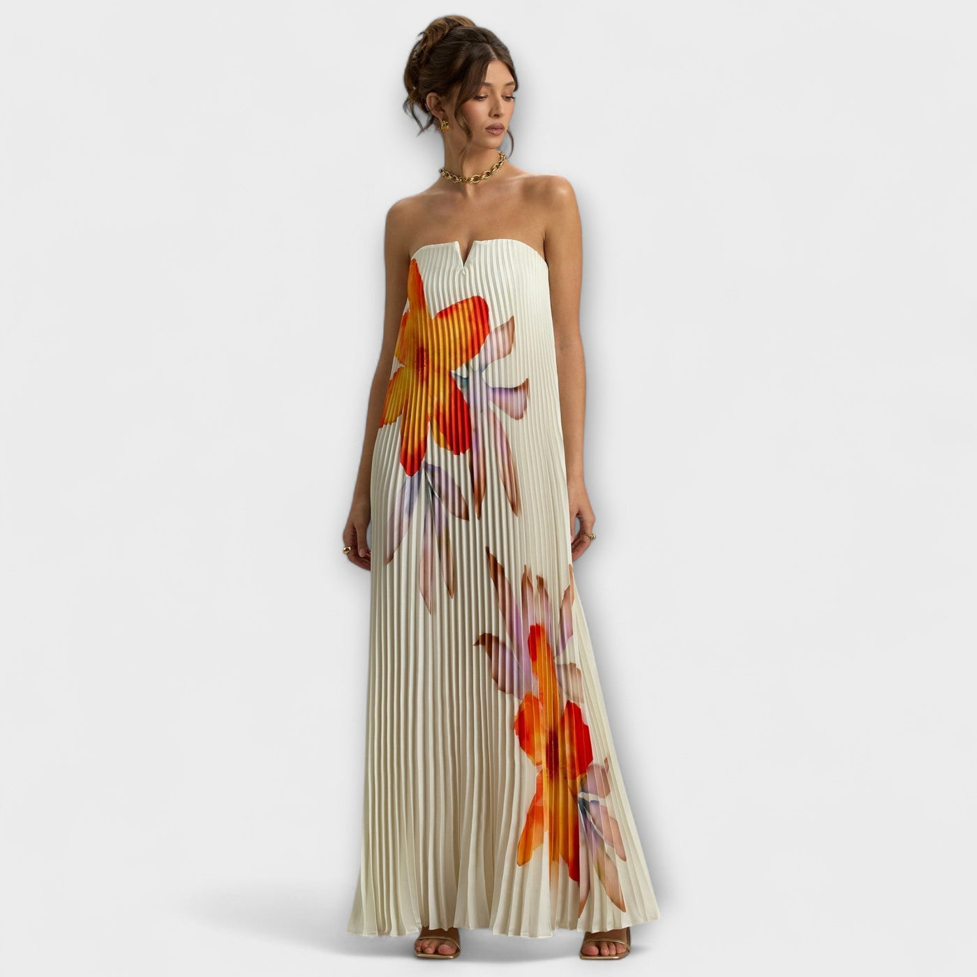 Michelle - Sweetheart Maxikleid mit Orangenblüten