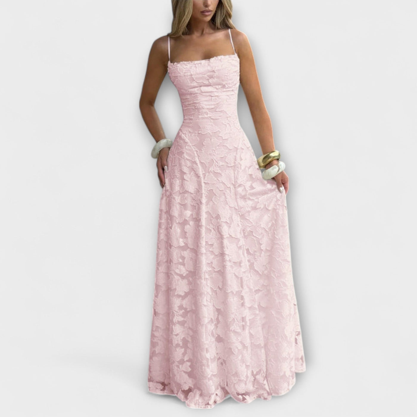 Emberly - Elegantes Jacquard-Maxikleid für besondere Anlässe