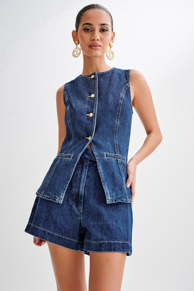 Liora | Stylisches Set aus Jeansweste und Shorts
