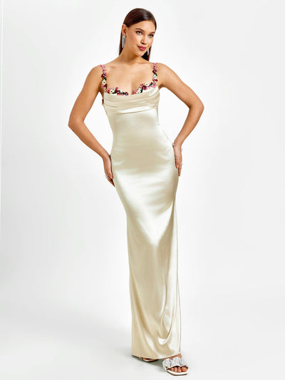 Flora | Satin Maxikleid für den Abend