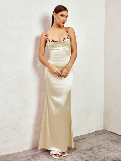 Flora | Satin Maxikleid für den Abend