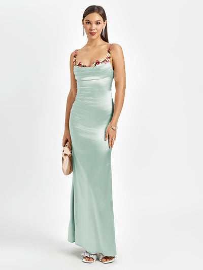 Flora | Satin Maxikleid für den Abend
