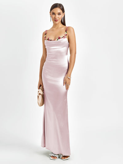 Flora | Satin Maxikleid für den Abend