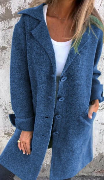 Baylea - Casual Einreiher Mantel mit Revers aus Wolle