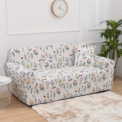 Art Deco Floralprint Stretch-Sofabezug mit Passendem Kissenbezug