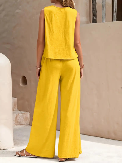 Armiela – Minimalistische, ärmellose Hose mit weitem Bein