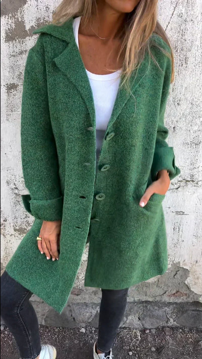 Baylea - Casual Einreiher Mantel mit Revers aus Wolle