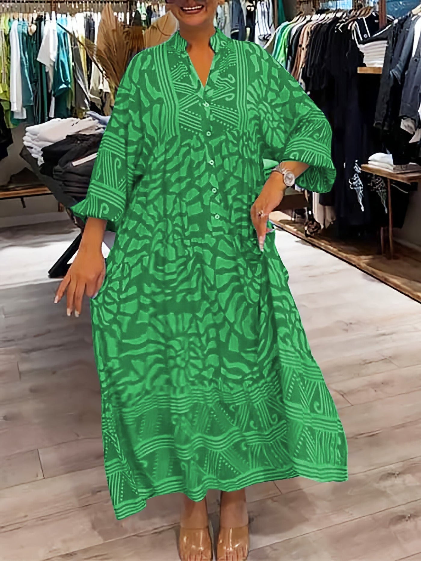 Amara™ - Müheloses V-Ausschnitt Midi-Kleid
