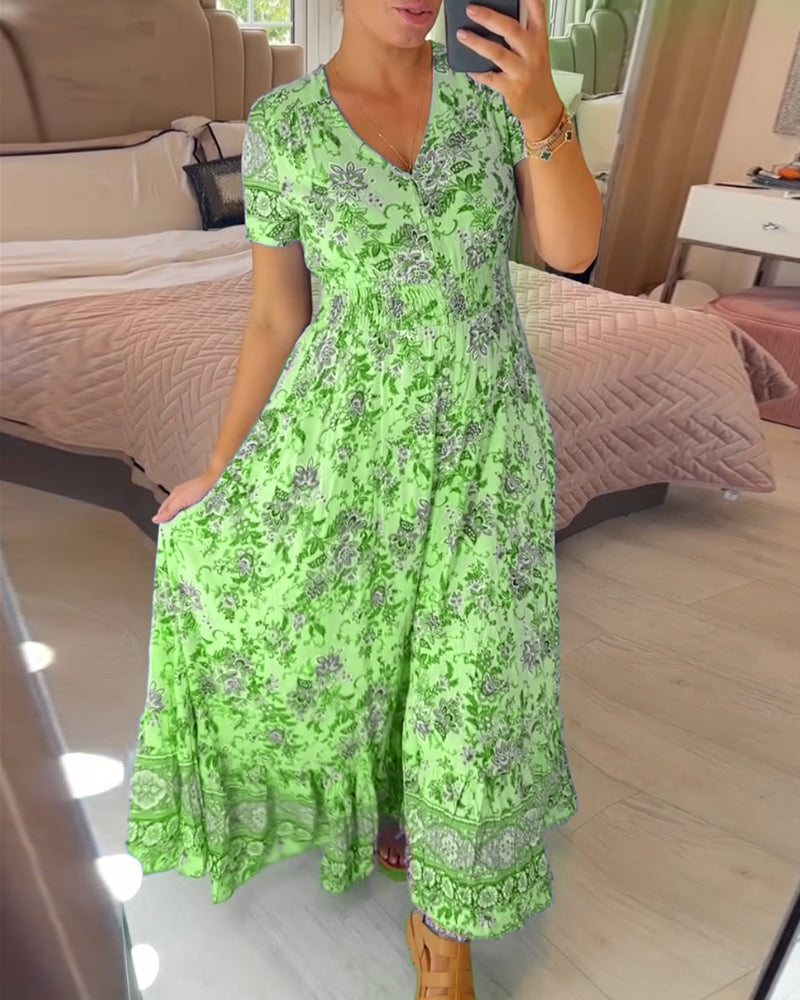 Alisa™ - V-Ausschnitt Kleid mit Blumenmuster