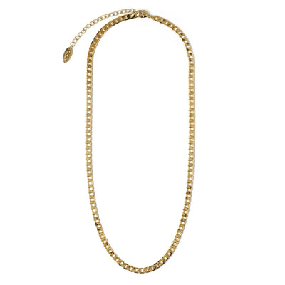 Flache Link-Curb-Halskette in Gold