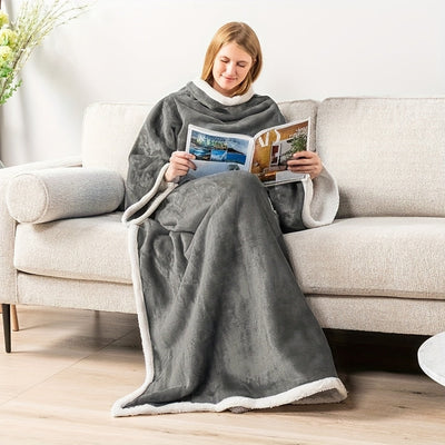 Bequeme Fleece-Tragedecke mit Ärmeln & Taschen