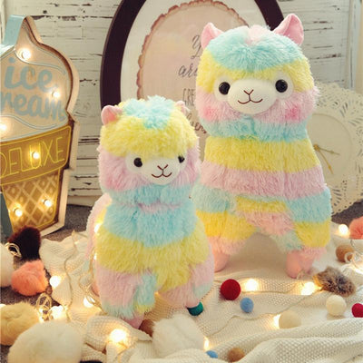 Weiches Regenbogen-Alpaka Kuscheltier aus Plüsch für Babys & Kleinkinder