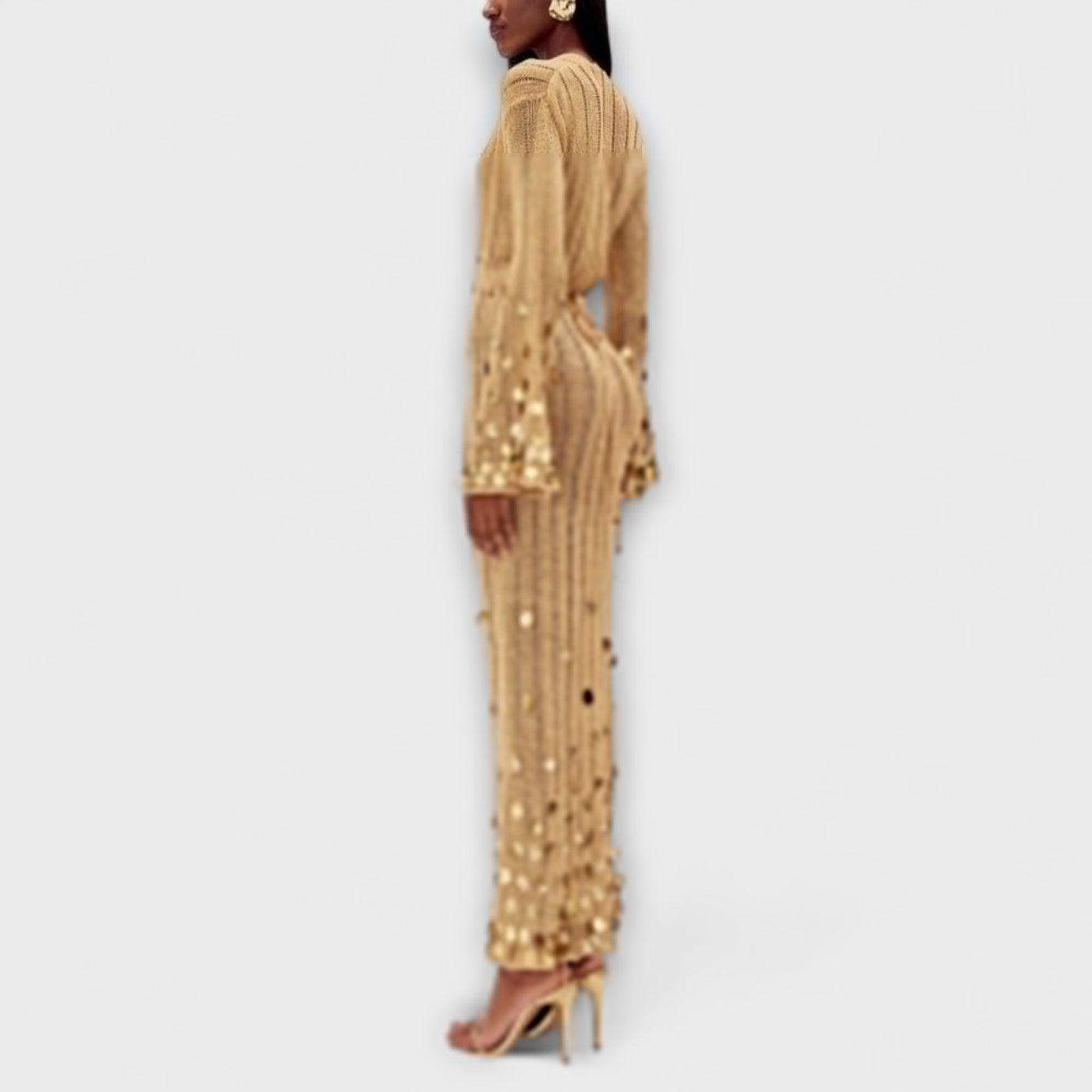 Kathleen - Goldenes Strick-Maxikleid von Dolly