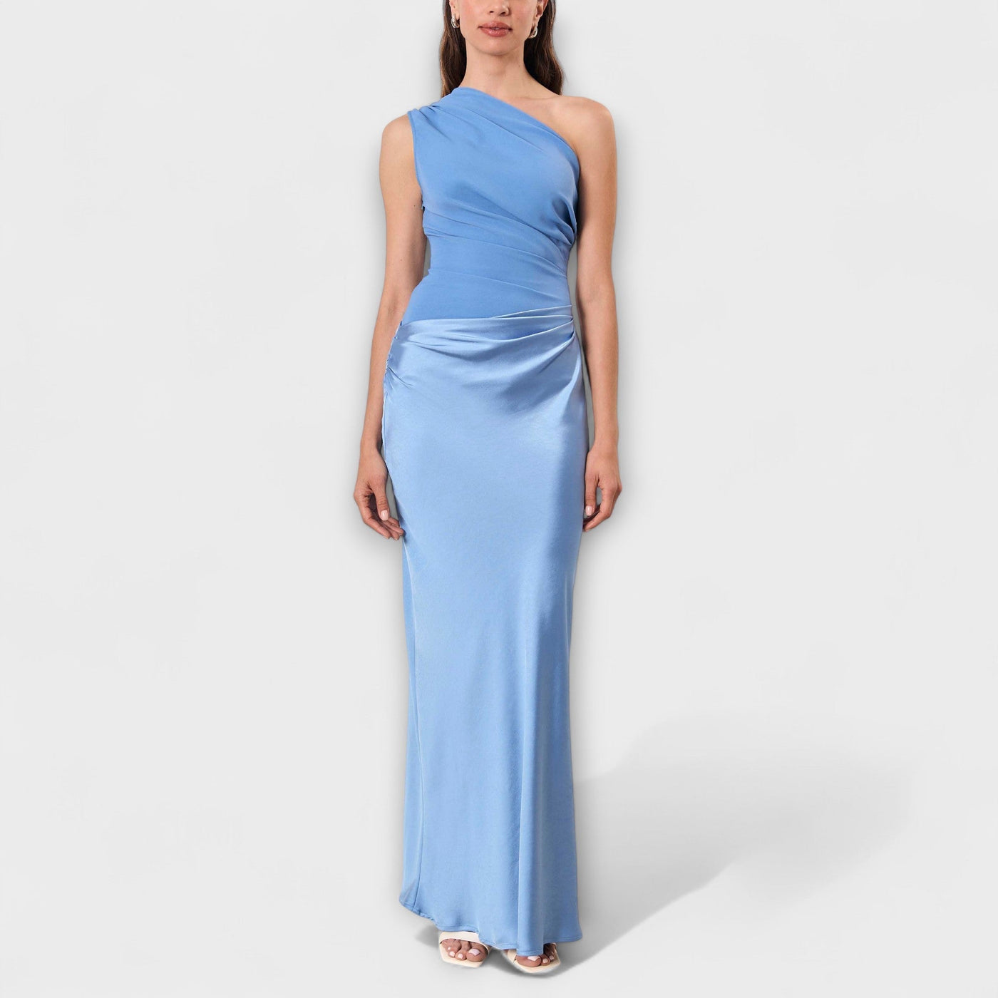 Elegantes Ein-Schulter Maxi-Kleid mit Falten