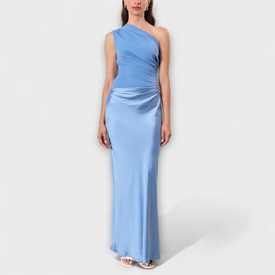 Elegantes Ein-Schulter Maxi-Kleid mit Falten