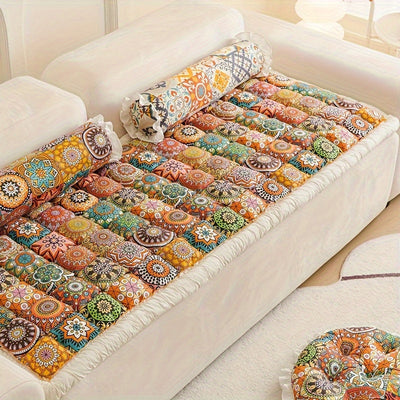 Bohemian Chic Handgefertigter Plüsch-Sofabezug – Dick