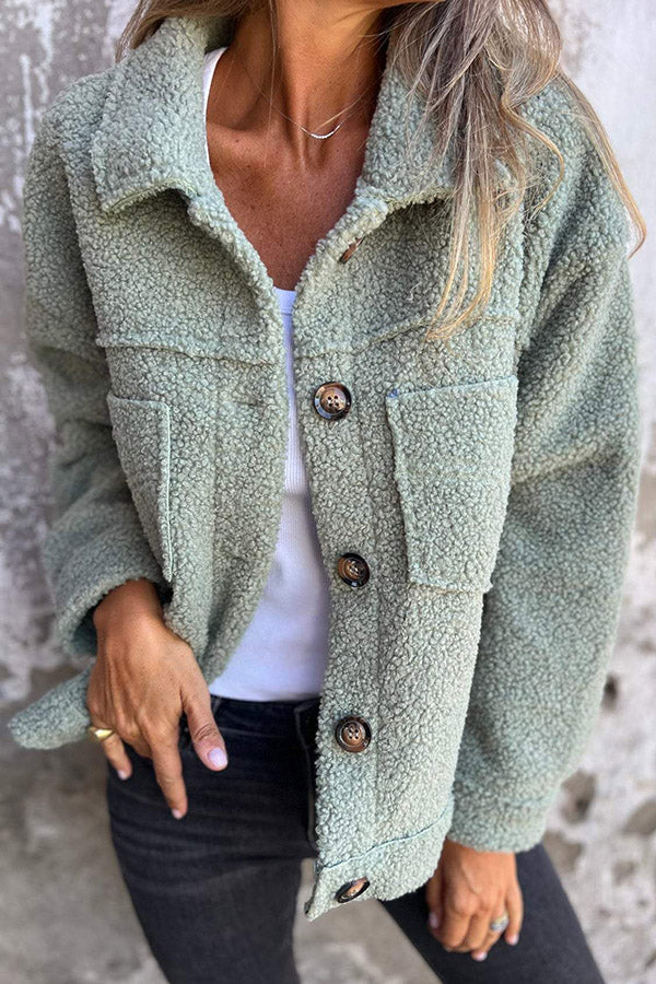 Anna | Warme Teddyjacke mit eleganten Knöpfen
