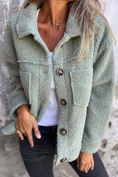 Anna | Warme Teddyjacke mit eleganten Knöpfen