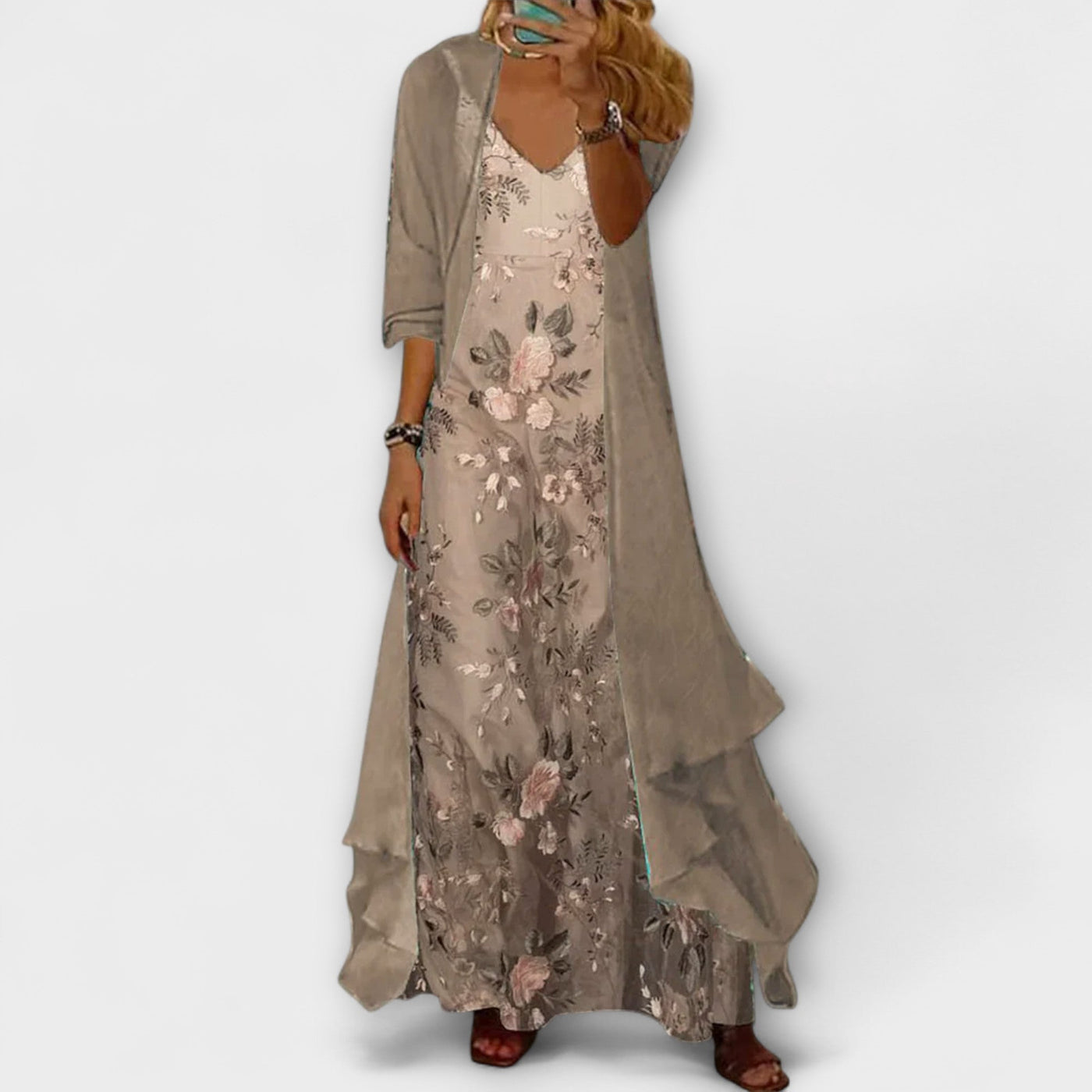 Mara - 2-teiliges Maxikleid und Jacken-Set