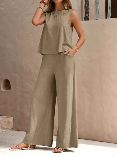 Armiela – Minimalistische, ärmellose Hose mit weitem Bein