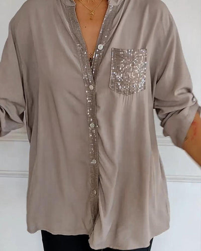 Ada | Legere Bluse mit Paillettenknöpfen